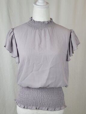 NWT Smocked Hem Flutter Sleeve Blouse - Light Lavender